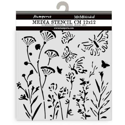 Stamperia Thick Stencil - Poppies and Butterfly