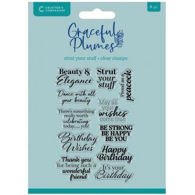 Crafter's Companion Graceful Plumes Stempel - Strut Your Stuff