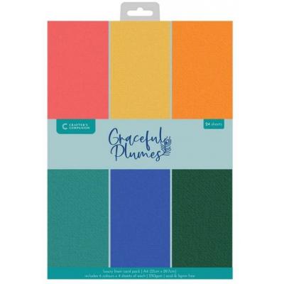 Crafter's Companion Graceful Plumes - Luxury Linen Card Pack