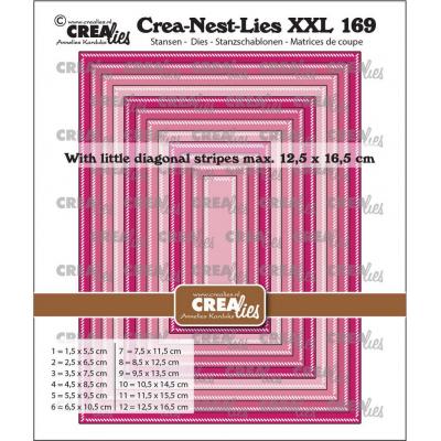 Crealies Crea-Nest-Lies XXL Dies  - Rectangles with Little Diagonal Stripes