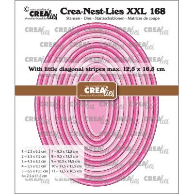 Crealies Crea-Nest-Lies XXL Dies  - Ovals with Little Diagonal Stripes