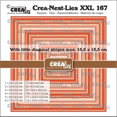 Crealies Crea-Nest-Lies XXL Dies  - Squares with Little Diagonal Stripes