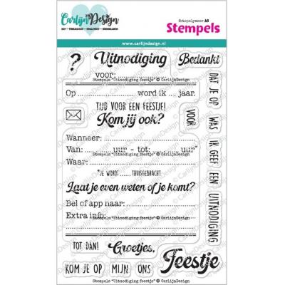 CarlijnDesign Stempel - Uitnodiging Feestje (NL)