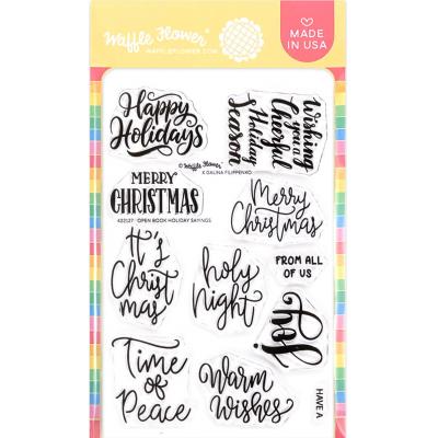 Waffle Flower Stempel - Open Book Holiday Sayings