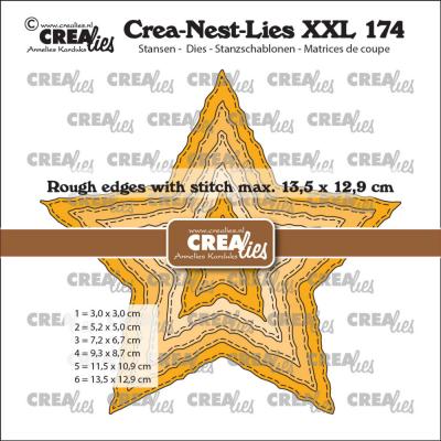 Crealies Crea-Nest-Lies XXL Dies - Rough Stars With Stitch Lines