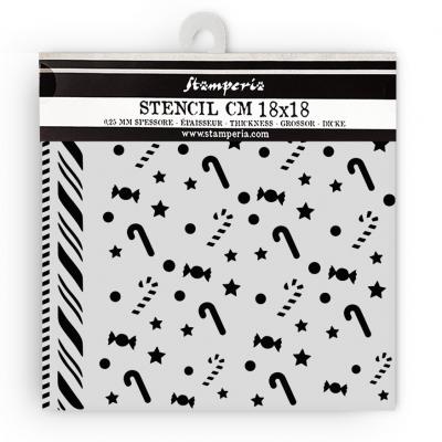 Stamperia Candy Christmas Thick Stencil - Candycanes Pattern