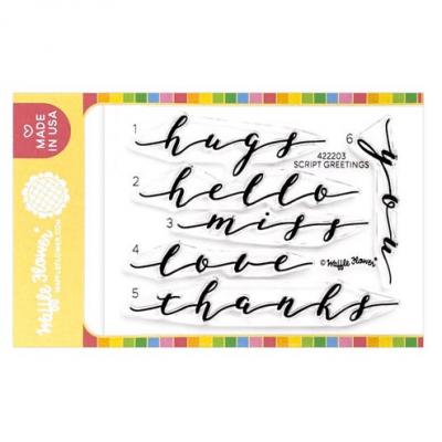 Waffle Flower Stempel -Script Greetings