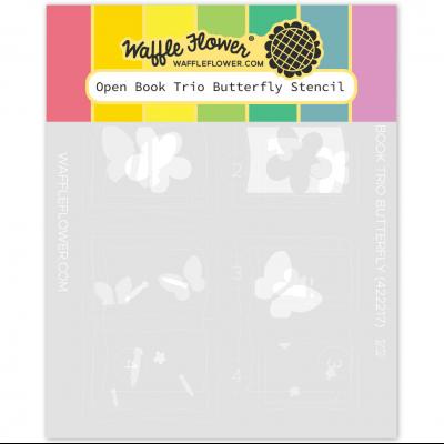 Waffle Flower Open Book Trio Stencil - Butterfly