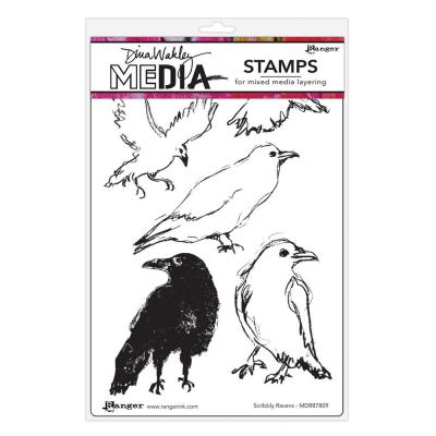 Ranger Dina Wakley MEdia Cling Stamps - Scribbly Ravens