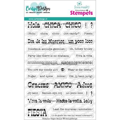 CarlijnDesign Stempel - Sugar Skulls Teksten (gemischte Sprachen)