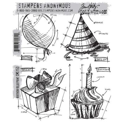 Stampers Anonymous Tim Holtz Stempel - Birthday Blueprint