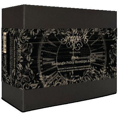 Graphic 45 Rectangle Policy Envelope Album Black