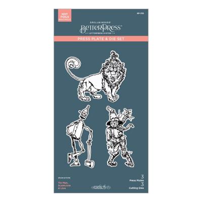 Spellbinders Wonder of Oz BetterPress Plate & Die Set - Tin Man, Scarecrow & Lion