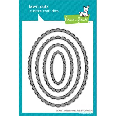 Lawn Fawn Lawn Cuts - Stitched Ccalloped Oval Stackables