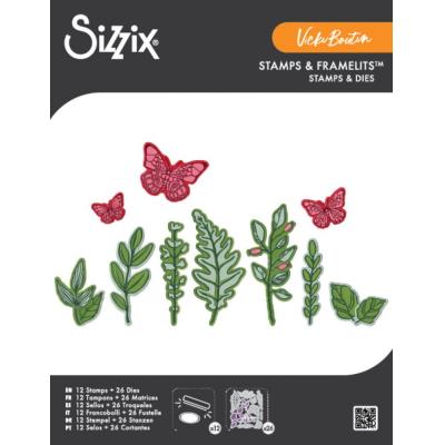 Sizzix Vicki Boutin Die And Stamps - Greenery Layers #1