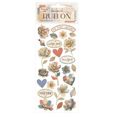 Stamperia Family Rub-On - Patchwork Flowers