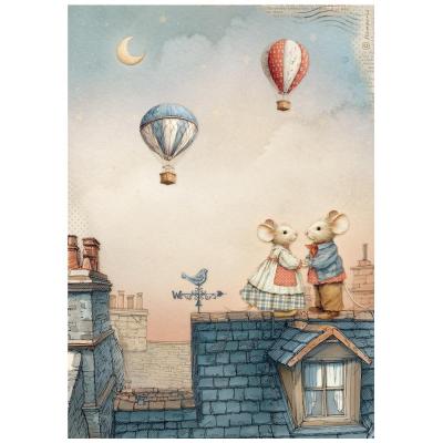 Stamperia Family Rice Paper - Mice On The Roof