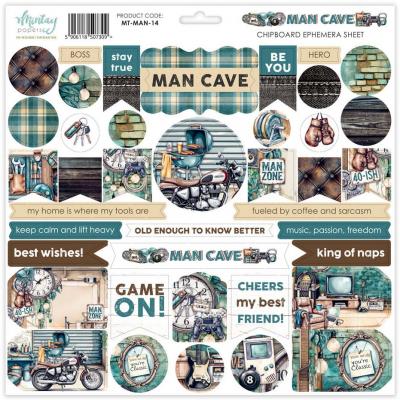 Mintay Papers Man Cave - Chipboard Ephemera Sheet