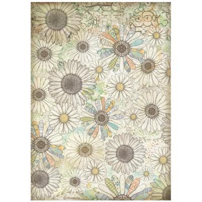 Stamperia Daisy Art Rice Paper - Stylized Daisy Pattern