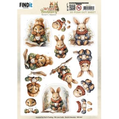 Find It Trading Winter Bunnies Pushout Sheet - Drinking Bunnies