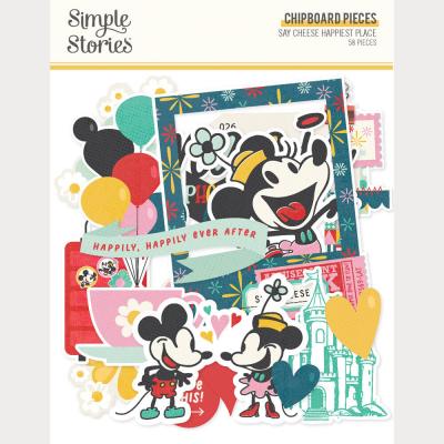 Simple Stories Say Cheese Happiest Place - Chipboard Pieces