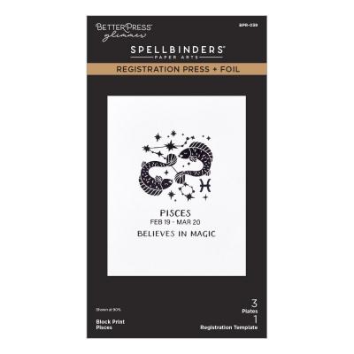 Spellbinders Block Print Zodiacs Registration Press Plate - Pisces