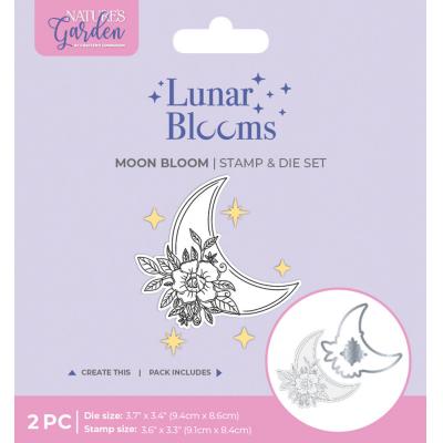 Crafter's Companion Lunar Blooms Stamp + Die - Moon Bloom