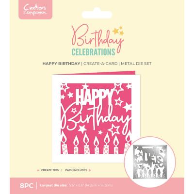 Crafters Companion Birthday Celebrations Cutting Dies - Create-a-Card Happy Birthday