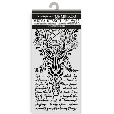 Stamperia Gardens of Time Stencil - Clock and Writing