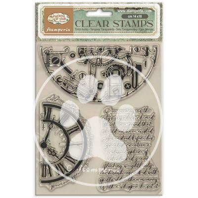 Stamperia Gardens of Time Stempel - Half Clocks and Writtings
