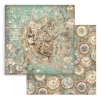 Stamperia Gardens of Time Designpapier - Clock and Roses