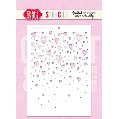 Craft & You Stencil - Floating Hearts