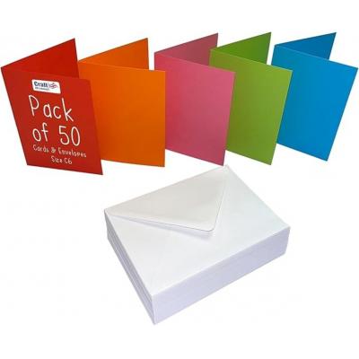 Craft UK Card and Envelopes C6 Mixed Colours With White Envelopes
