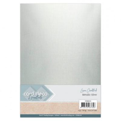 Card Deco Linen Cardstock - Metallic Silver