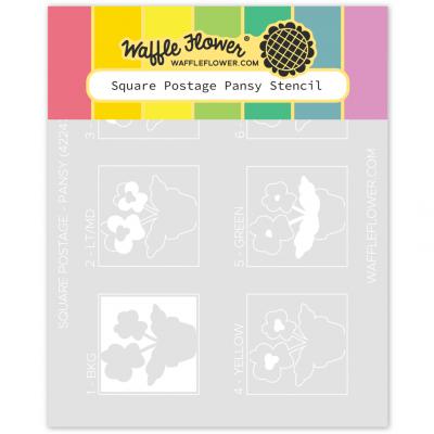Waffle Flower Stencil - Square Postage - Pansy