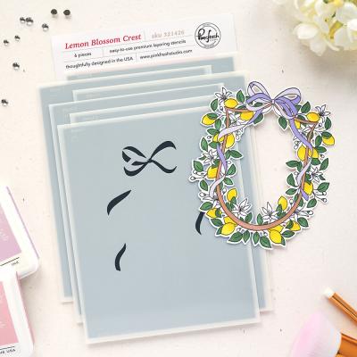 Pinkfresh Studio Sunlit Manor Stencil - Lemon Blossom Crest