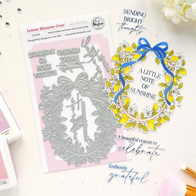 Pinkfresh Studio Sunlit Manor Press Plate - Lemon Blossom Crest