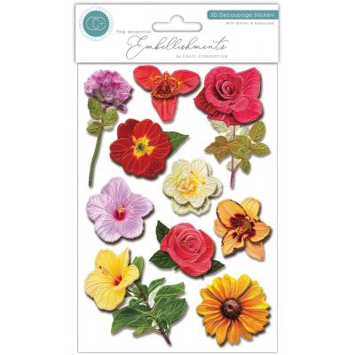 Craft Consortium 3D Decoupage Stickers - Flowers