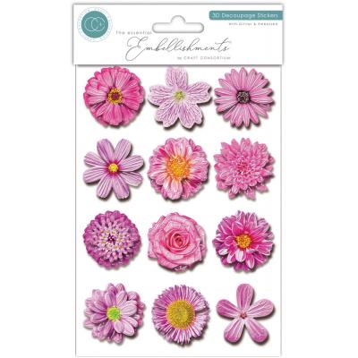 Craft Consortium 3D Decoupage Stickers - Flowers