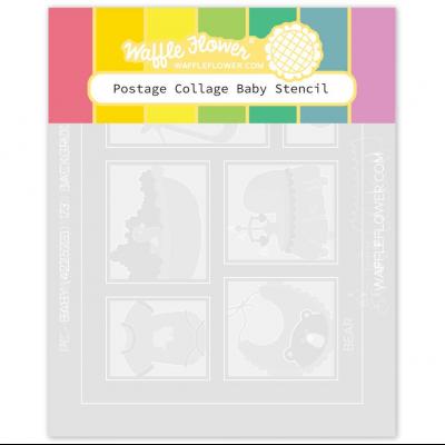 Waffle Flower Postage Collage Stencil - Baby