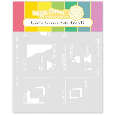 Waffle Flower Postage Collage Stencil - Home