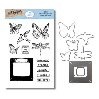 Elizabeth Craft Designs Beautifully Worn Stamp and Die Set - Where Wings Wander