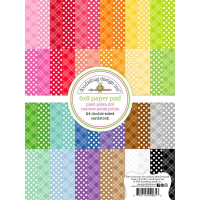 Doodlebug Design Petite Prints Paper Pad - Plaid-Polka Dot Rainbow