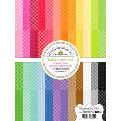 Doodlebug Design Petite Prints Paper Pad - Gingham-Linen Rainbow