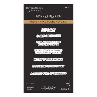 Spellbinders Buttons & Keepsakes Press Plate & Dies - Heirloom Words