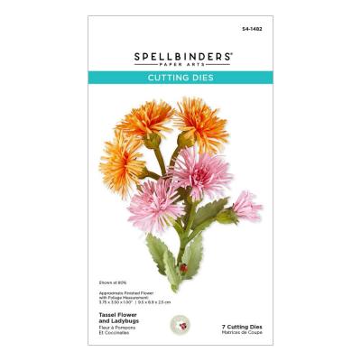 Spellbinders Serenity Garden Etched Dies - Tassel Flower And Ladybugs