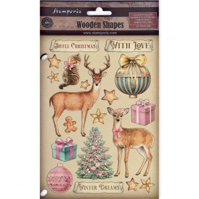 Stamperia Winter Magic - Colored Wooden Shapes