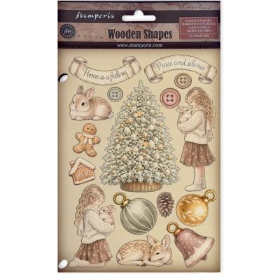 Stamperia White Christmas - Colored Wooden Shapes