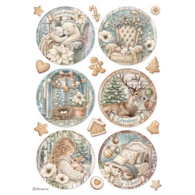 Stamperia White Christmas Rice Paper - 6 Rounds