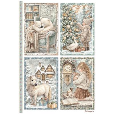Stamperia White Christmas Rice Paper - 4 Cards